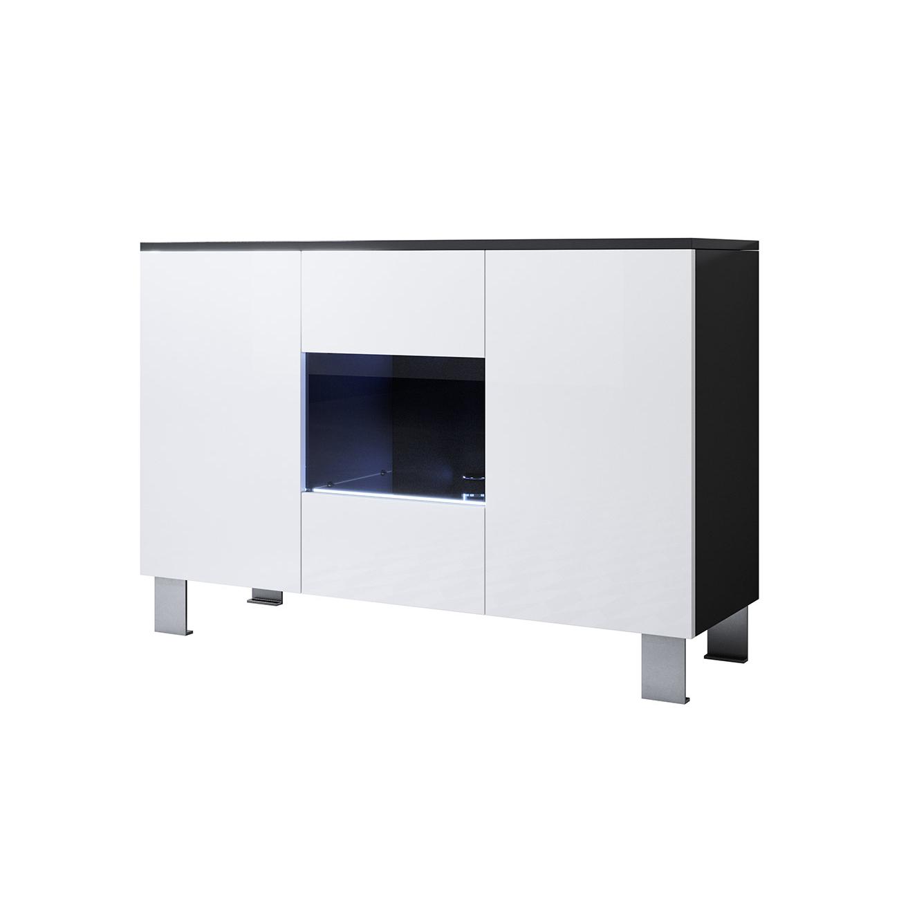 MB Muebles Bonitos - Aparador de salón, LED, Ancho 120cm, Colgante, Patas 2cm o 12cm, 2 puertas, 1 vitrina, Modelo Luke A1
