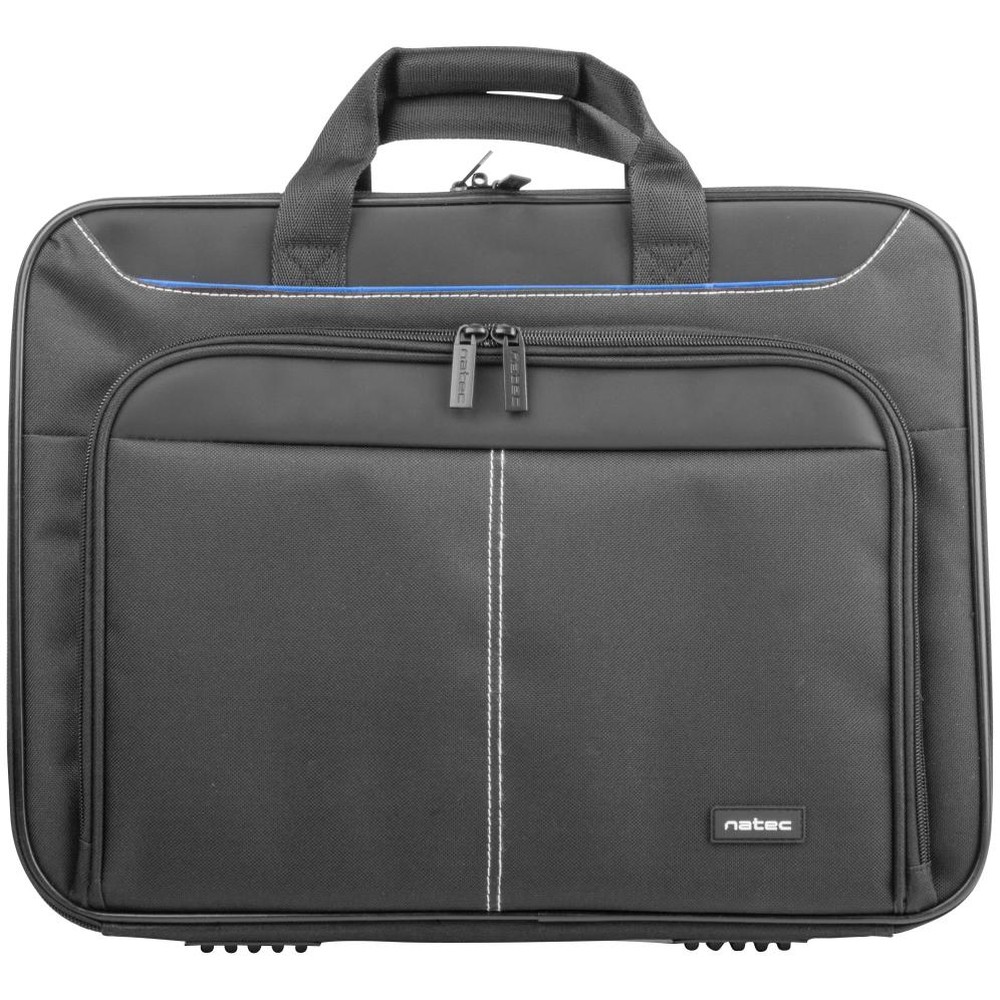 NATEC - Maletín para portátil Doberman 39.6 cm (15.6\") con asa y tirante ajustable, color negro, ideal para viajes y uso diario