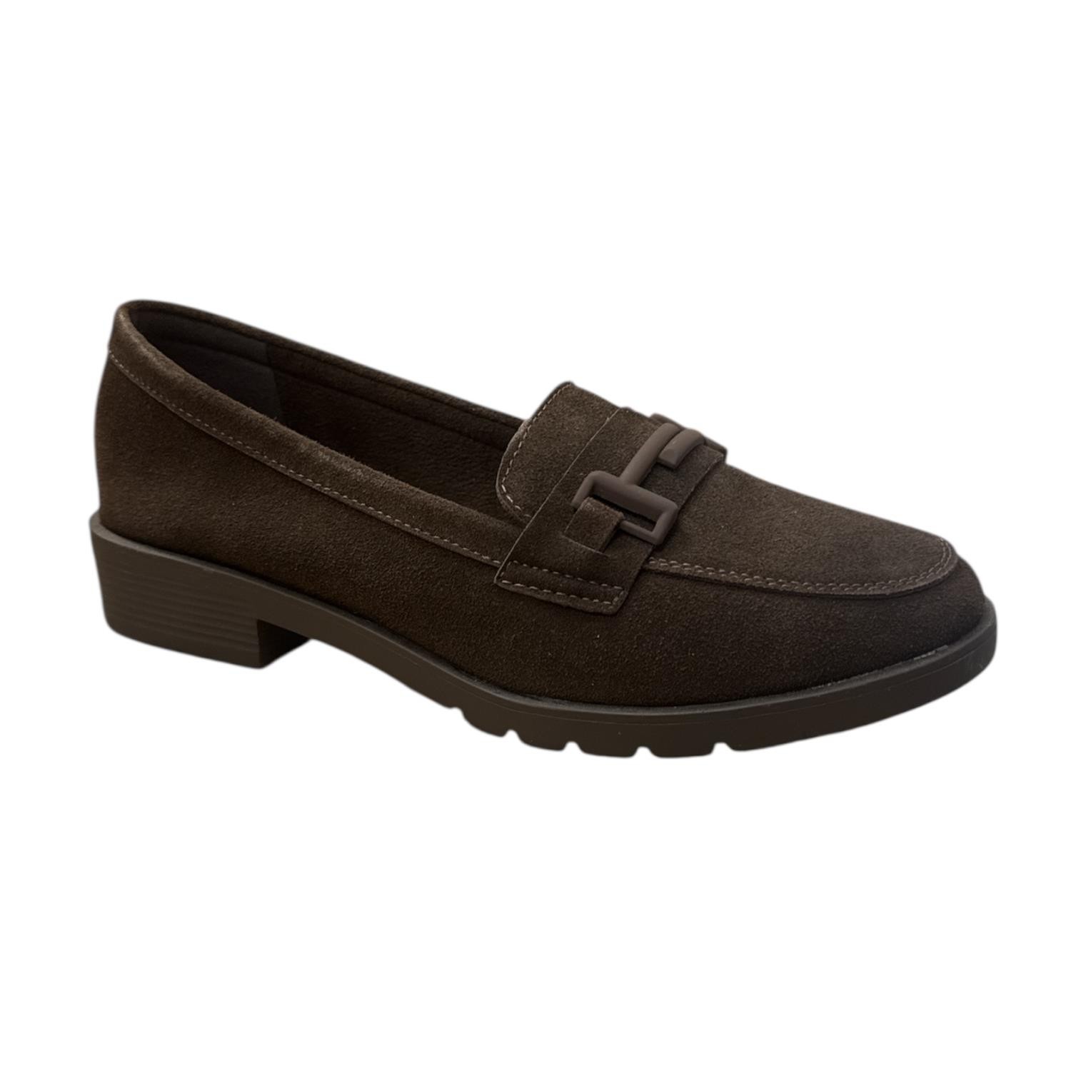 Zapato Serraje Con Hebilla Marron