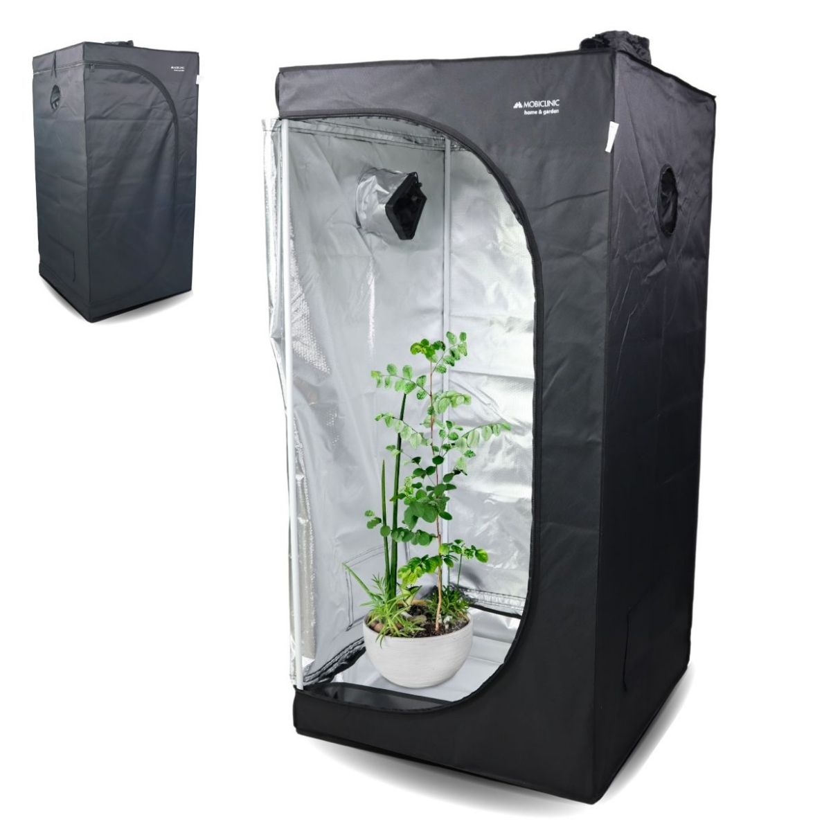 Armario de Cultivo Interior Growbox Mobiclinic Talla S 80x80x160 cm | Talla M 120x120x200 cm | Talla L 240x120x200 cm Reflectante Premium Mylar 97% Hidropónico Impermeable Fondo Desmontable Tejido Nylon Grueso Estructura Resistente Grow Tent.