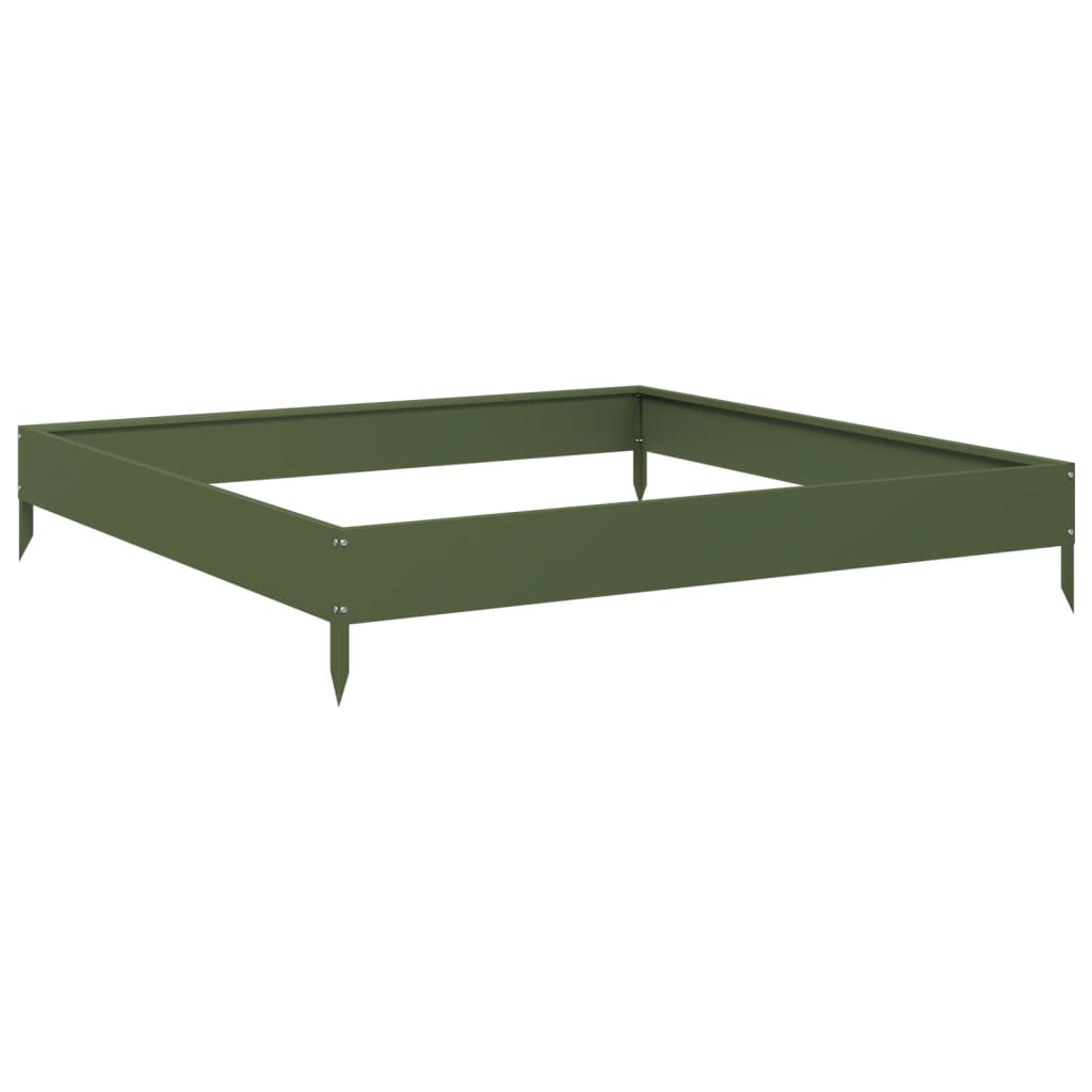 vidaXL Arriate de acero verde oliva 100x100x18,5 cm