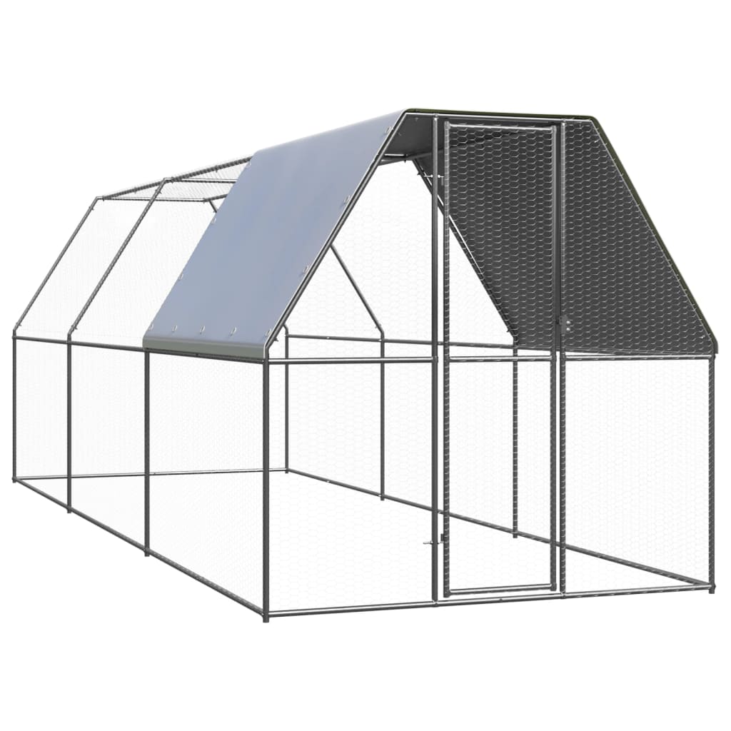 vidaXL Jaula Gallinero de Exterior de Acero Galvanizado Casa de Gallinas Pollo Dimensiones 2 x 2 x 2 m, 3 x 2 x 2 m, 2 x 4 x 2 m y mas