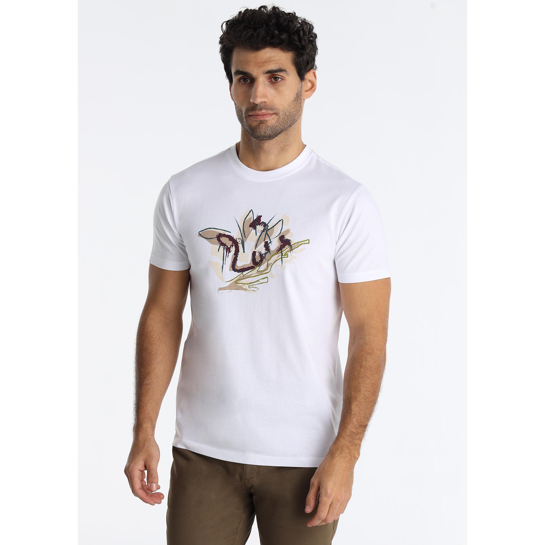 LOIS JEANS - Camiseta con Gráfica Botánica de Ramas y Hojas Blanca