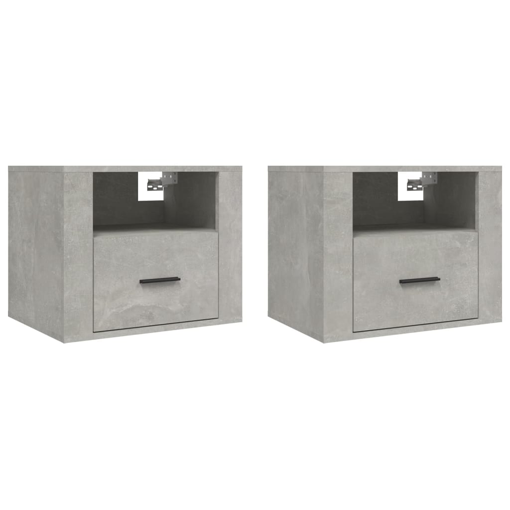 vidaXL Mesitas de noche de pared 2 uds gris hormigón 50x36x40 cm