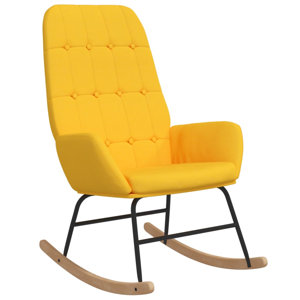 vidaXL Silla mecedora de tela color en color Crema/Amarillo/Azul y más | cómodas modernas ergonómicas para comedor cocina salón hogar