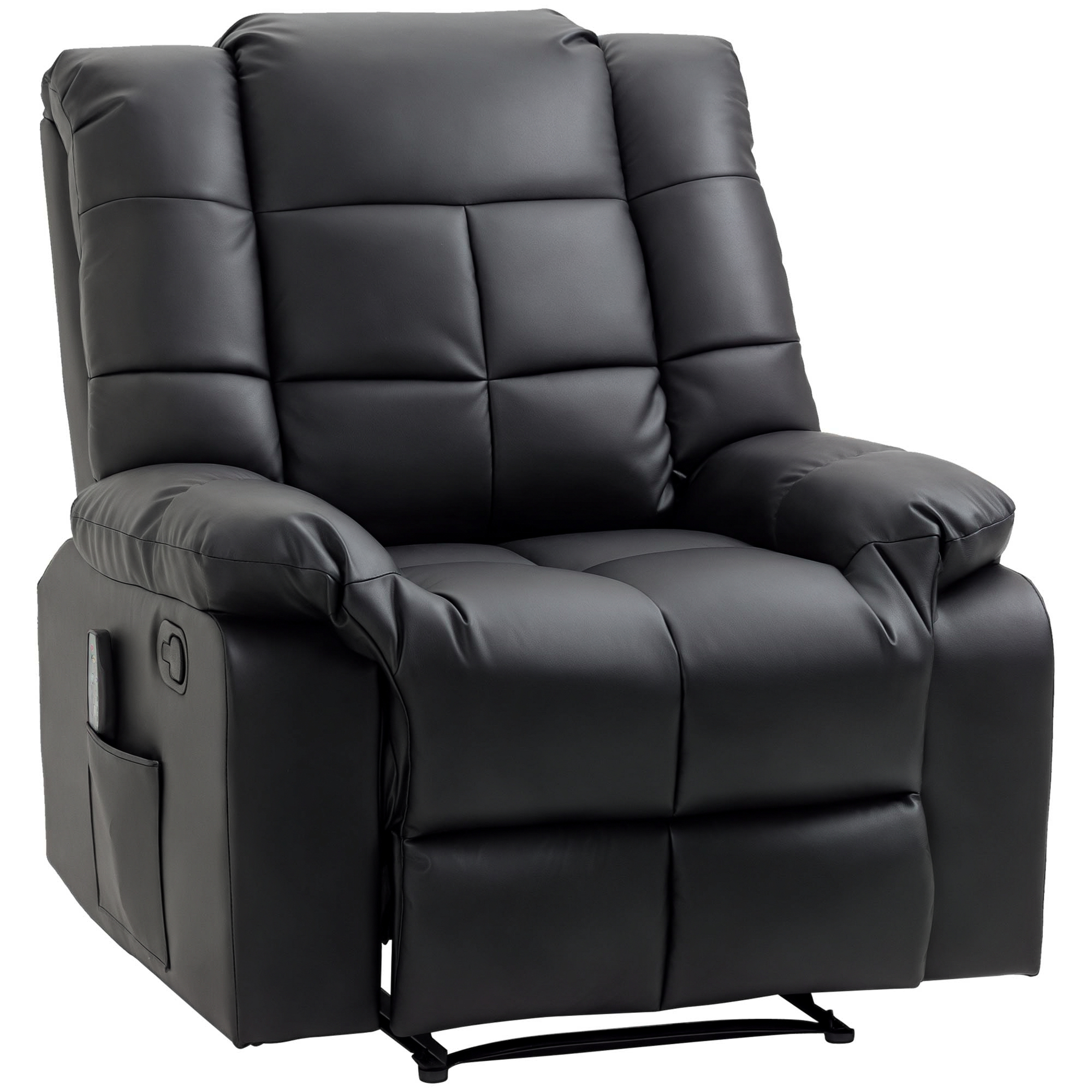 HOMCOM Sillón de Masaje, Sillón Relax Reclinable con 8 Puntos de Masaje, Mando a Distancia, Tapizado en PU, Reposapiés, Bolsillo Lateral, Butaca para Salón, Dormitorio, Negro