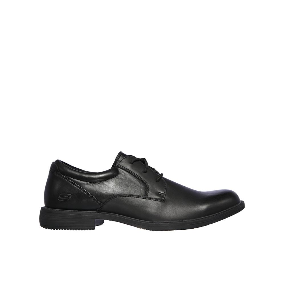 Skechers Dreston - Rasmiss Zapatos con cordones para hombre negros en piel 86826