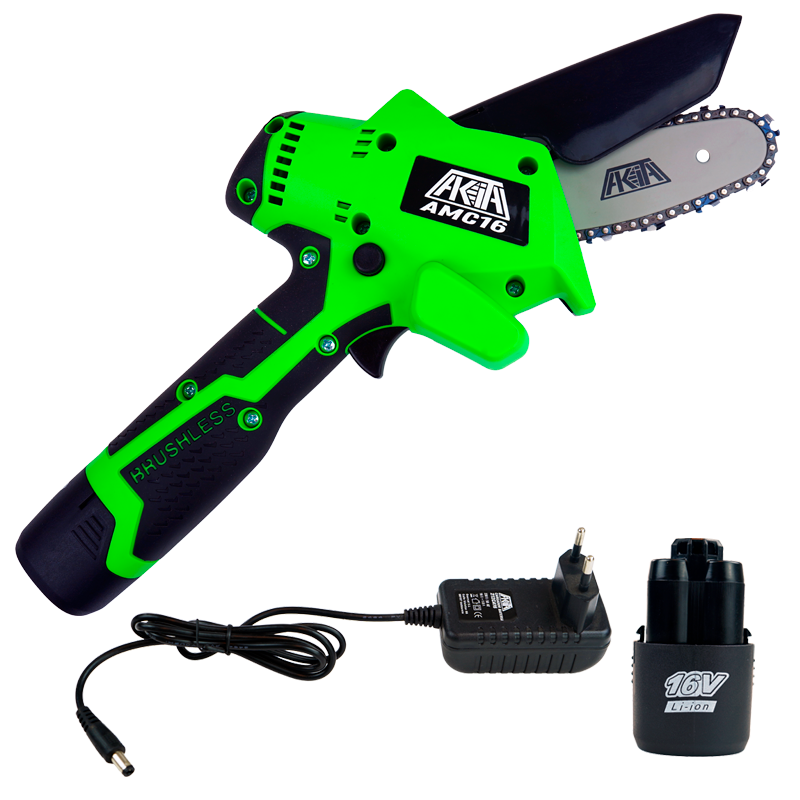 Mini Motosierra de Batería 16V Akita + Batería + Cargador AMC16 AKITA