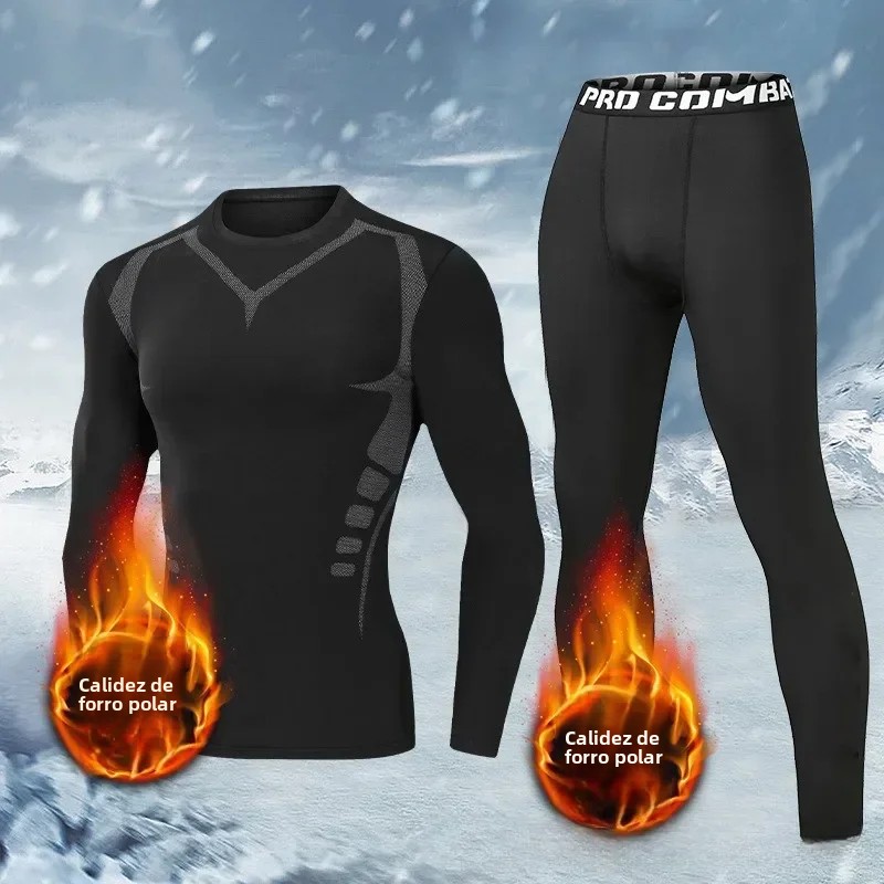 TK Conjunto De Deporte Para Hombres Térmico De Peluche Base Capaz De Entrenar En Invierno Ropa Deportiva Talla Fija Secado Rápido