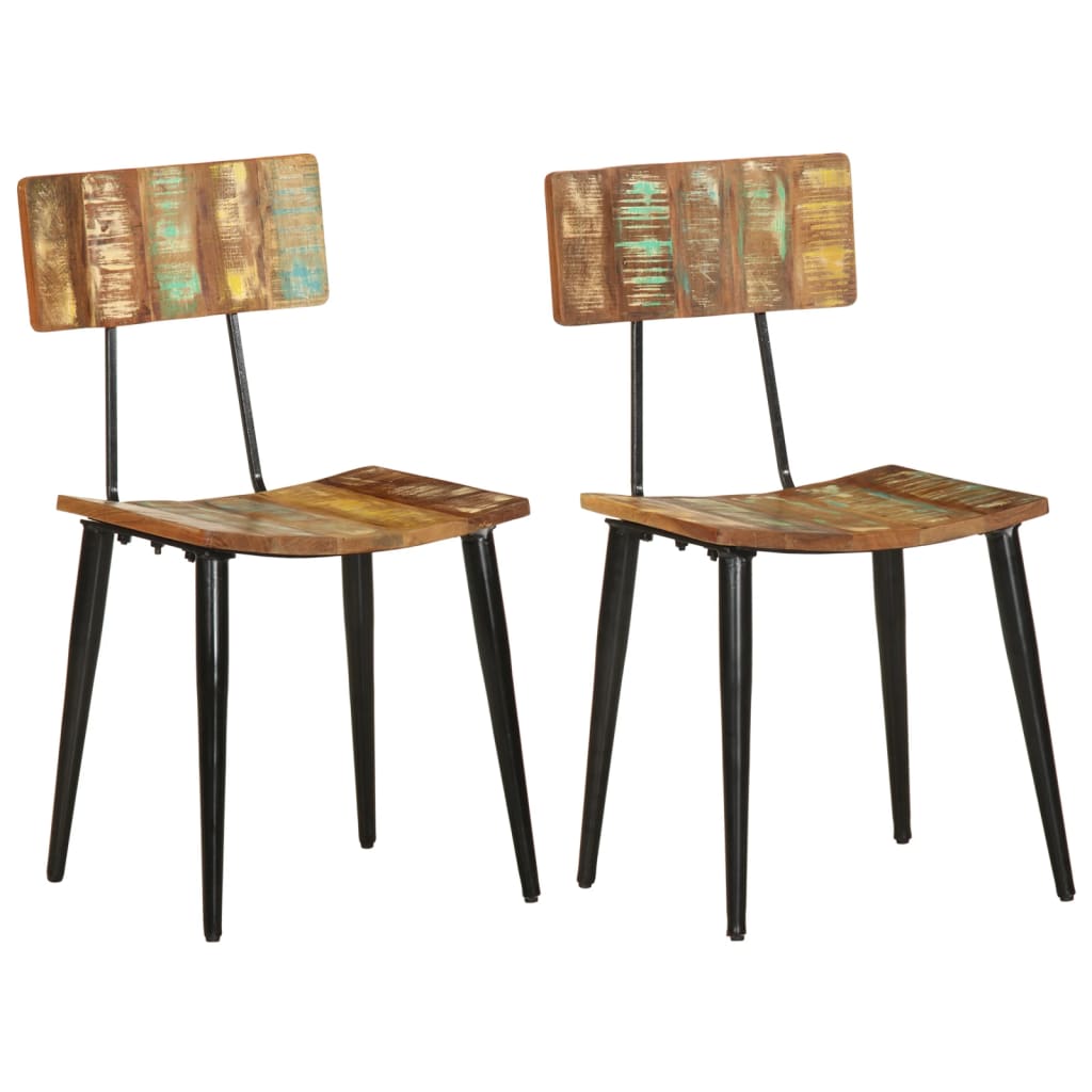 vidaXL Sillas de comedor 2 uds 44x40x80 cm en material madera maciza de mango/madera maciza reciclada | cómodas modernas ergonómicas para comedor cocina salón hogar