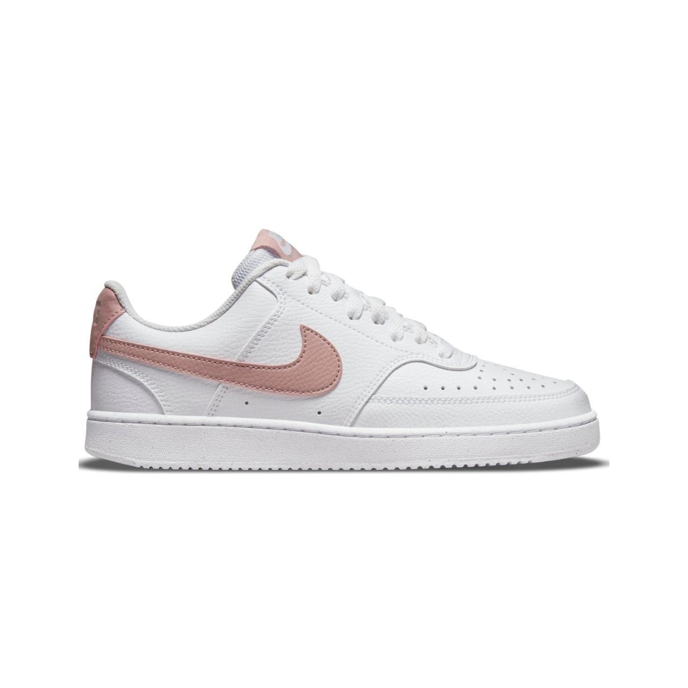 Zapatilla nike court vision next nature blanco rosa de mujer