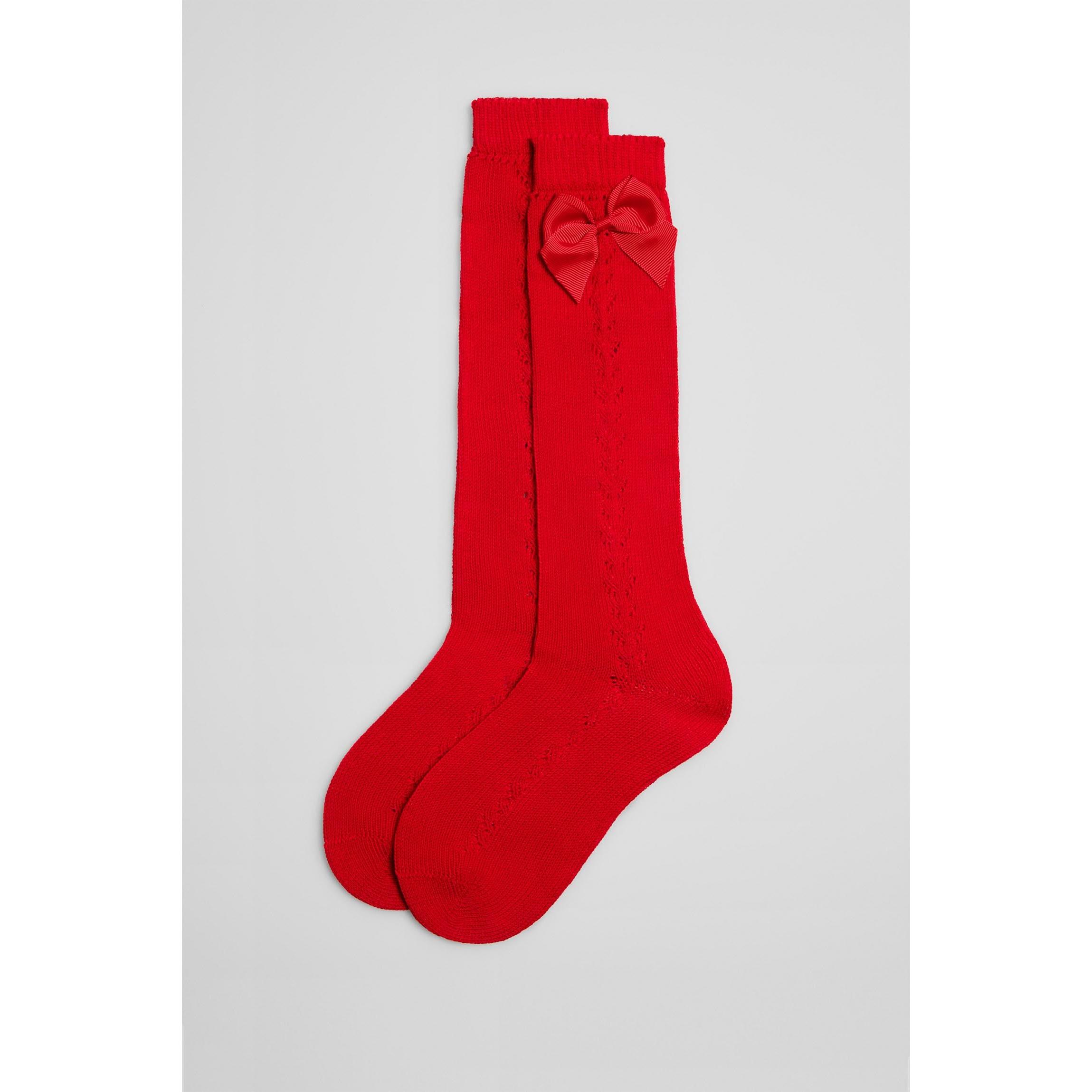 Ysabel Mora - Calcetines calados largos infantiles rojo