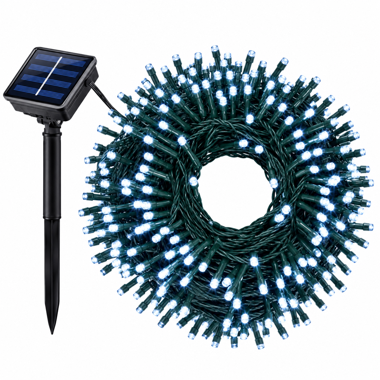 Guirnaldas de Luces LED Solar para Navidad de cable Verde - 8 funciones; Ideal para decorar árboles tanto en interiores como exteriores - Kmt Style