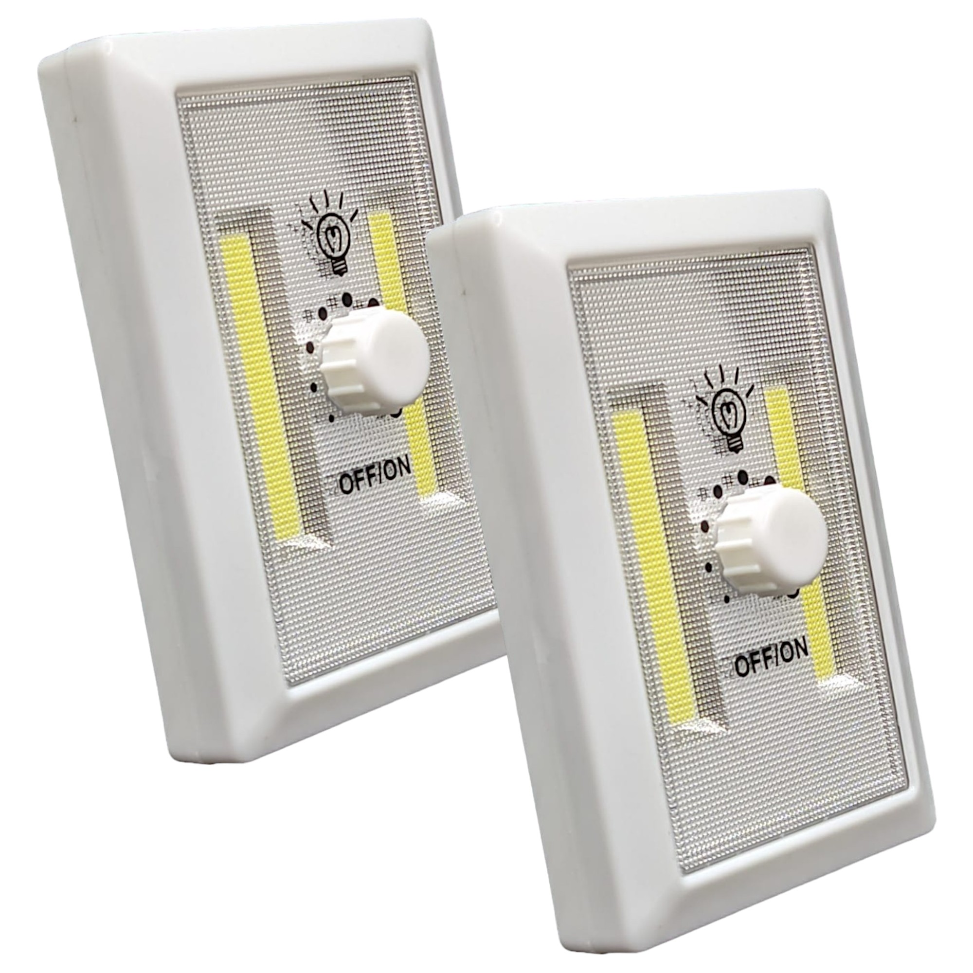 Luz Nocturna LED Regulador de Intensidad - 120 Lúmenes - 2 COB - Funcionan con Pilas 3xaaa - Incluyen Velcros E Imanes de Sujeción - Luz Emergencia Pasillo Sótano Garaje Jandei