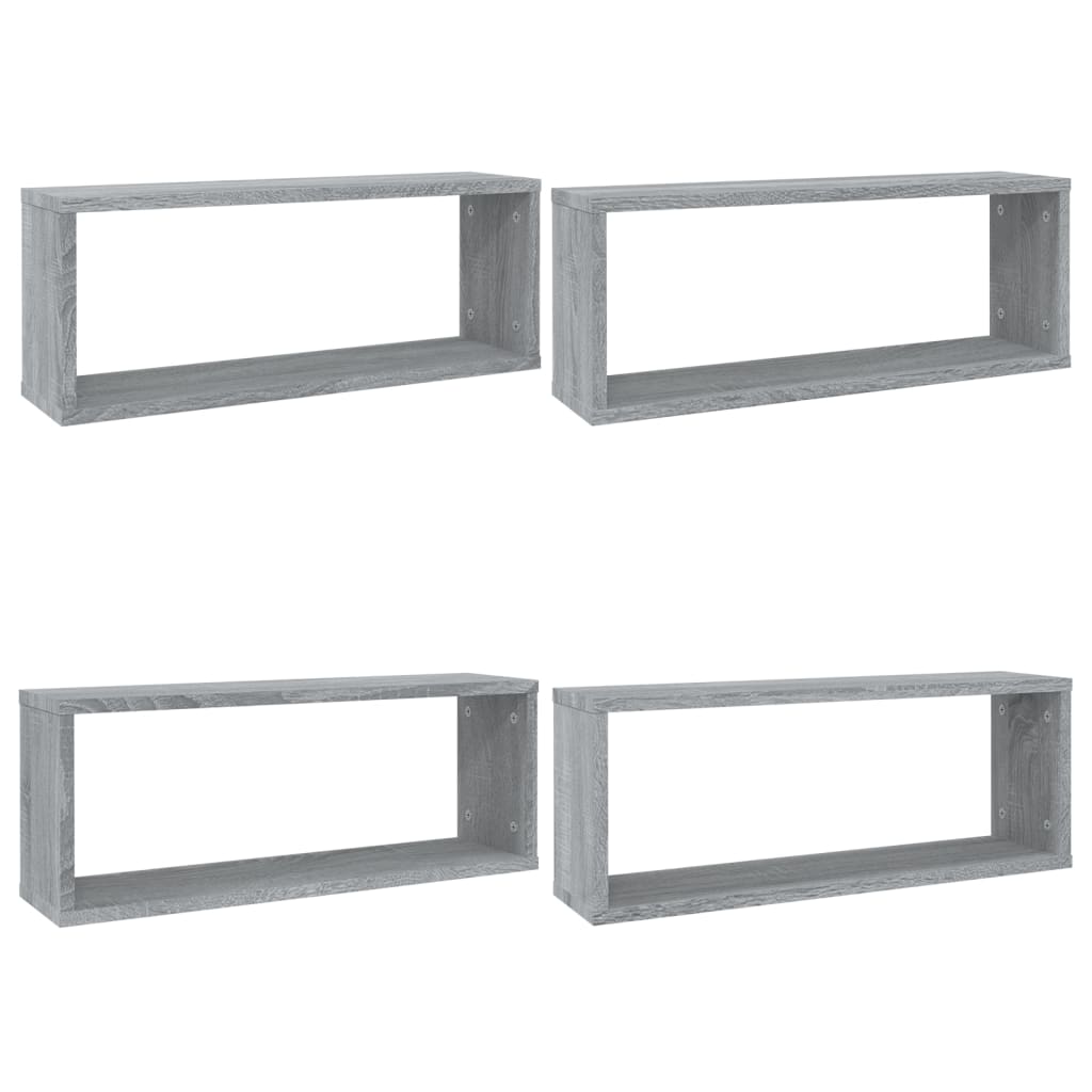 Vidaxl Estantes Cúbicos de Pared 4 Uds Madera 60x15x23cm - Roble Ahumado