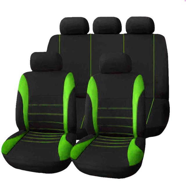 OmHome Juego de 9 fundas de Tela para asientos de coche, universales, para todas las Estaciones, de Cinco plazas, Con Costura, Estilo faja Negra