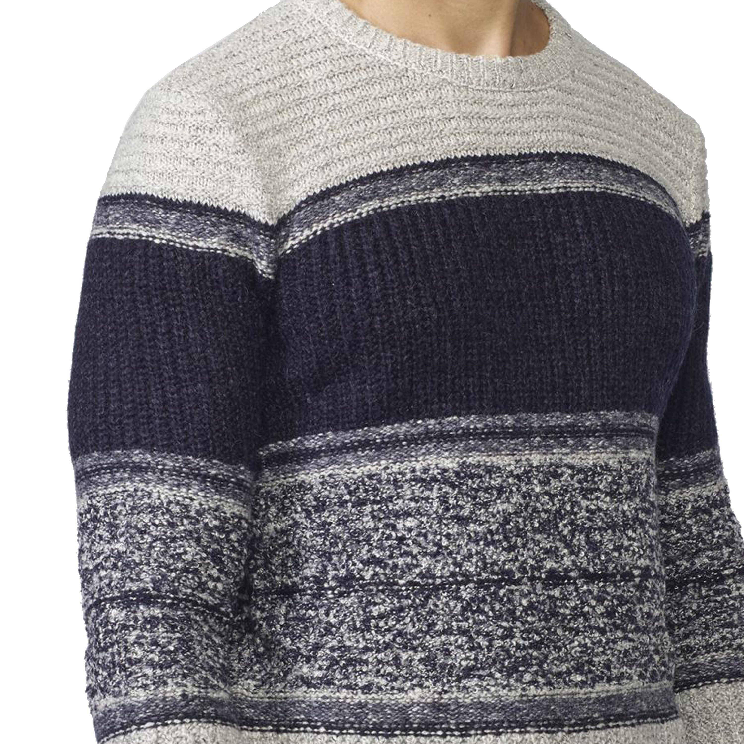 Koroshi - Jersey de punto canalé para hombre Koroshi Jersey de Punto Canalé Hombre Cuello Redondo en acrílico, poliéster y lana, negro o gris