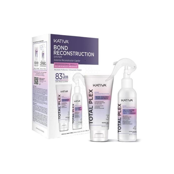 KATIVA Total Plex Bond Repair Kit - Reconstrucción capilar profesional en 2 pasos con tecnología avanzada de enlaces de queratina