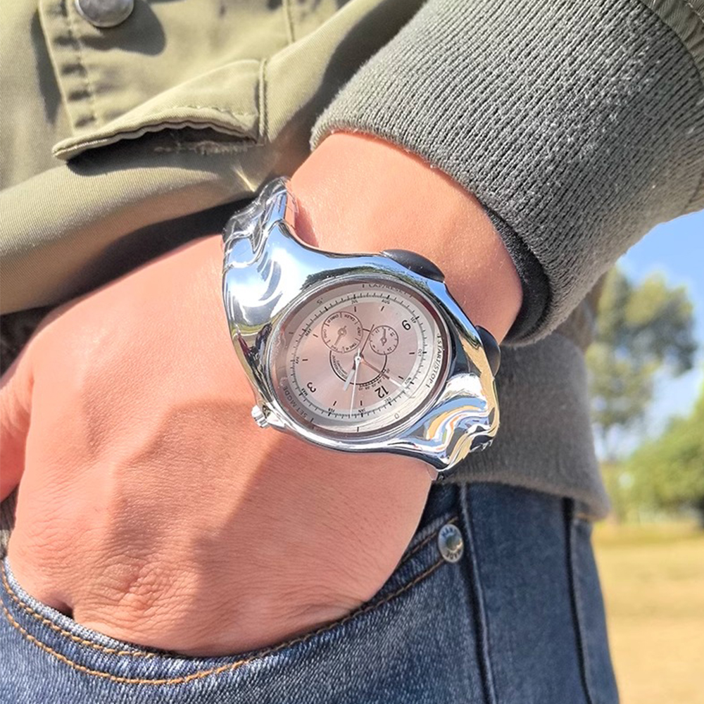 OStark Nuevo Reloj Hombre Diseño Irregular Atrevido Geométrico Caja Acero Inoxidable Correa Acero Movimiento Cuarzo Reloj de Lujo Modelo Exclusivo Distinguido