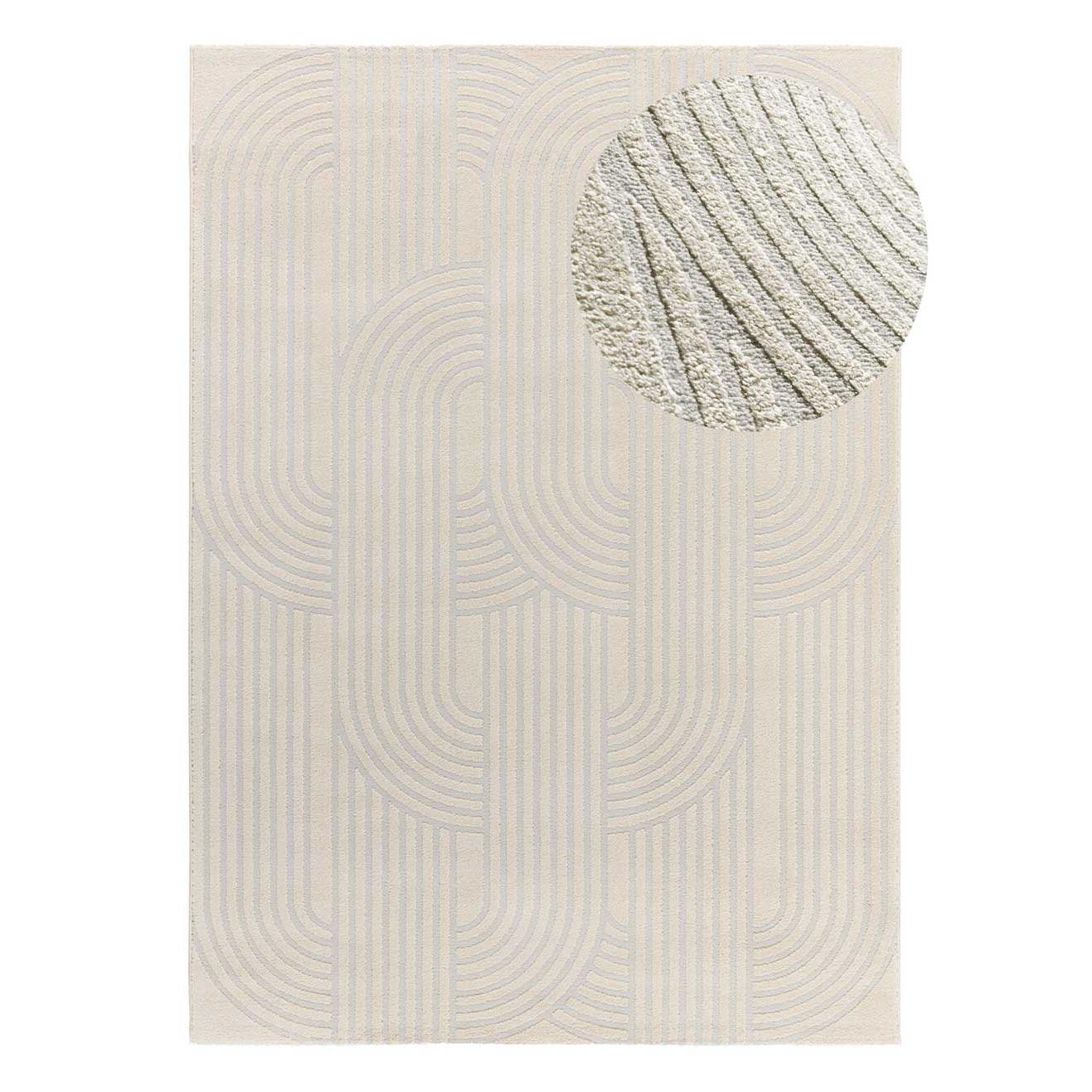 Alfombra interior geométrica con relieve en beige y gris - BARESA 12963 | 80x150, 133x190, 160x230 cm