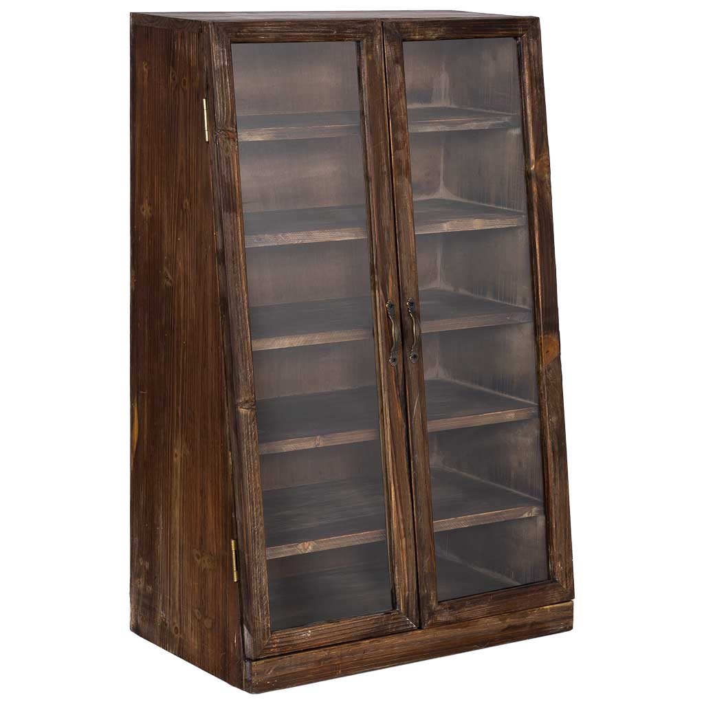 Wonderlust Deco - Vitrina de madera con 2 puertas de cristal y 5 baldas 50x29,5x80h cm Marrón 50x29,5x80h cm