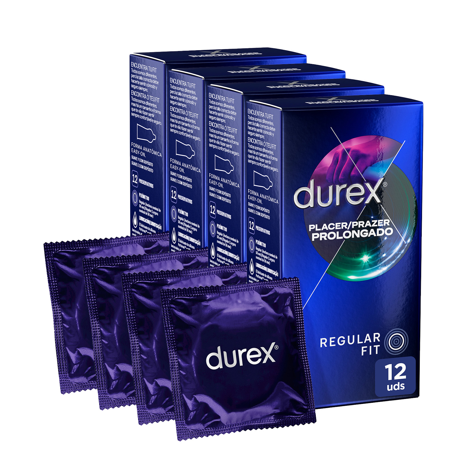 Durex - Preservativos Placer Prolongado para Mayor Sensación Packs 12-24-48 condones para un sexo seguro