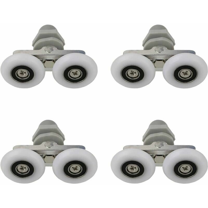 CA Rodillos para mampara de ducha, ruedas dobles, ruedas deslizantes, repuesto para mampara de ducha de baño, 27 mm, 4 unidades