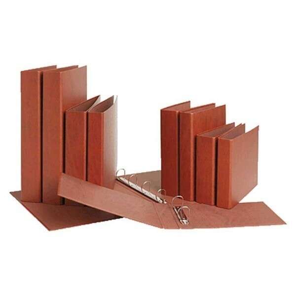 Mariola carpeta archivador de 2 anillas carton gofrado cuero - tamaño folio natural - anillas redondas 40mm - medidas 34x26x5.5cm - color marron (8 uds)