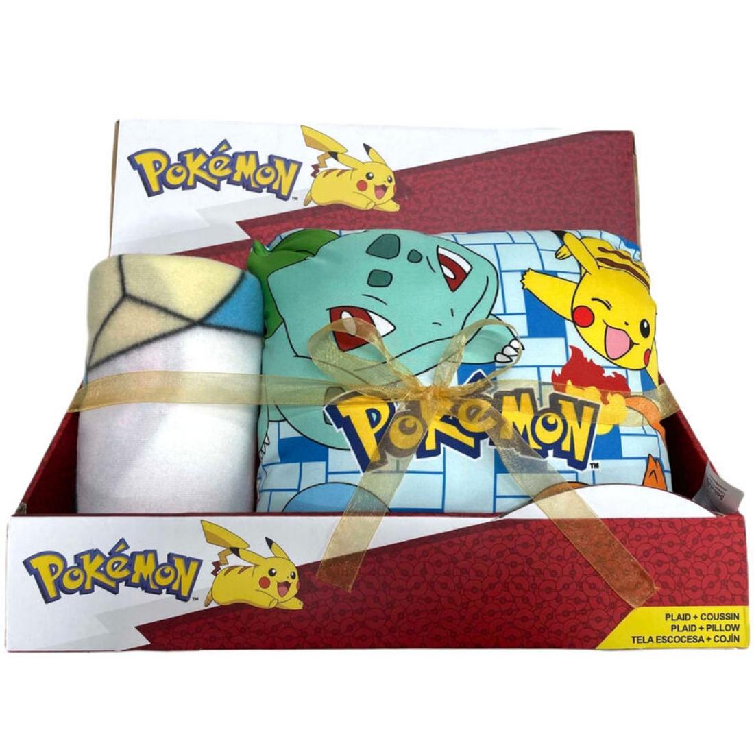 Set Manta Polar 100x140cm Más Cojín 35x35cm Pokemons Pikachu