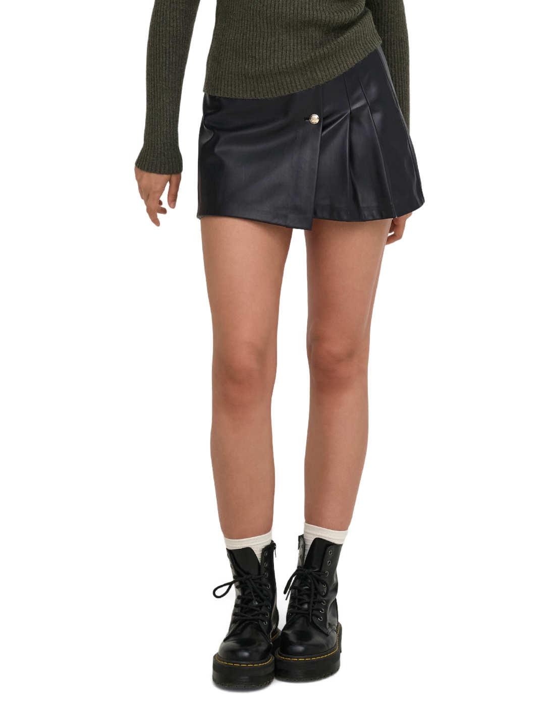 Falda Only Story negro de polipiel para mujer