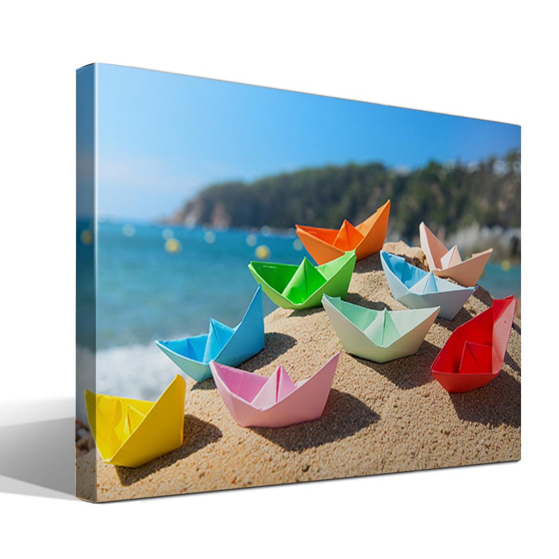 Cuadro Canvas Barcos de Papel - Alta Resolución - Lienzo de Algodón - Bastidor de Madera - Fabricado en España