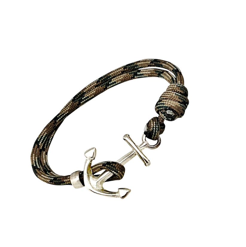 Pulsera Ancla paracord en verde jaspe y plata chapado