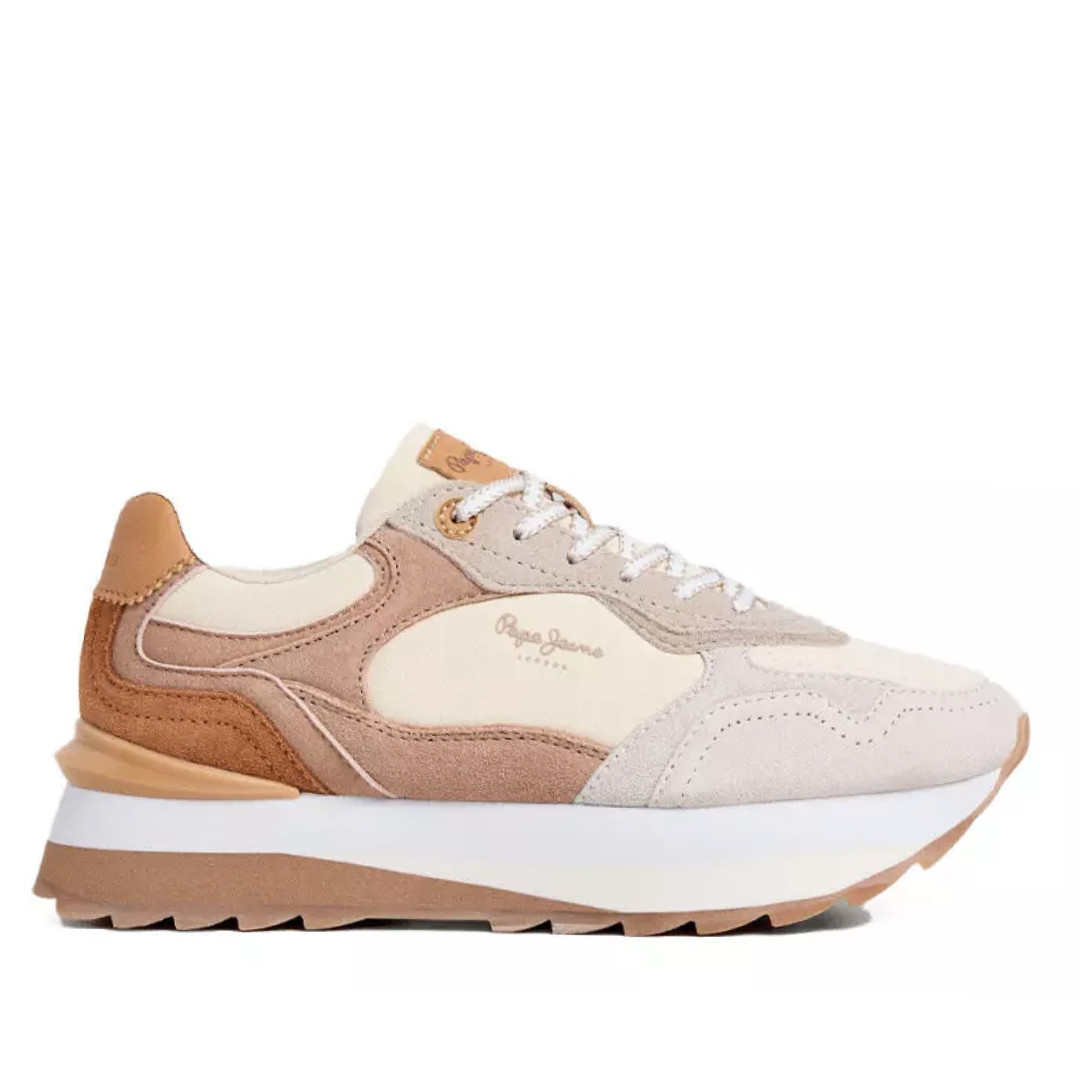 Zapatillas urban Pepe Jeans freya lea en tonos tierra con plataforma