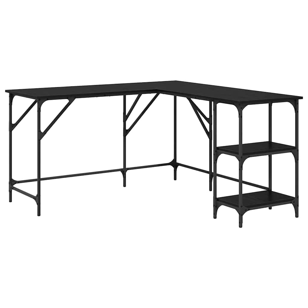 vidaXL Escritorio Roble Negro 139 x 139 x 75 cm Madera contrachapada