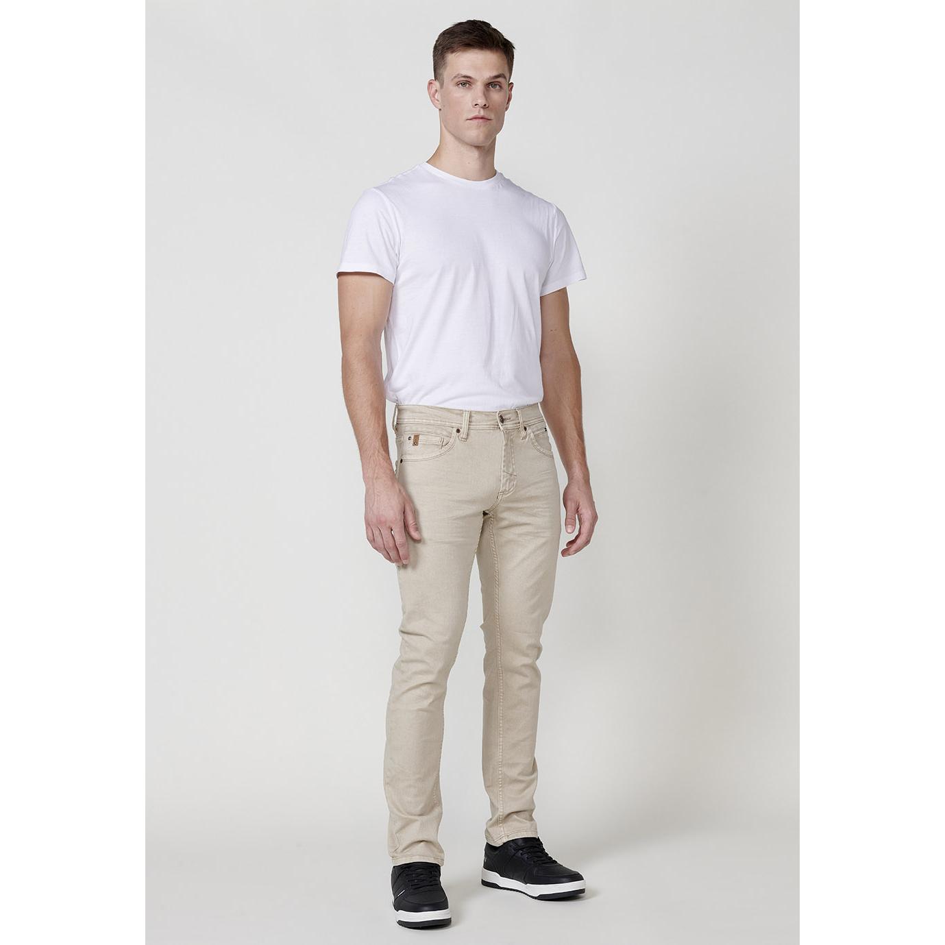 Koroshi - Pantalón hombre slim de cinco bolsillos en algodón con elastano 98/2, corte ajustado y bolsillo cerillero para looks casuales y semi-formales