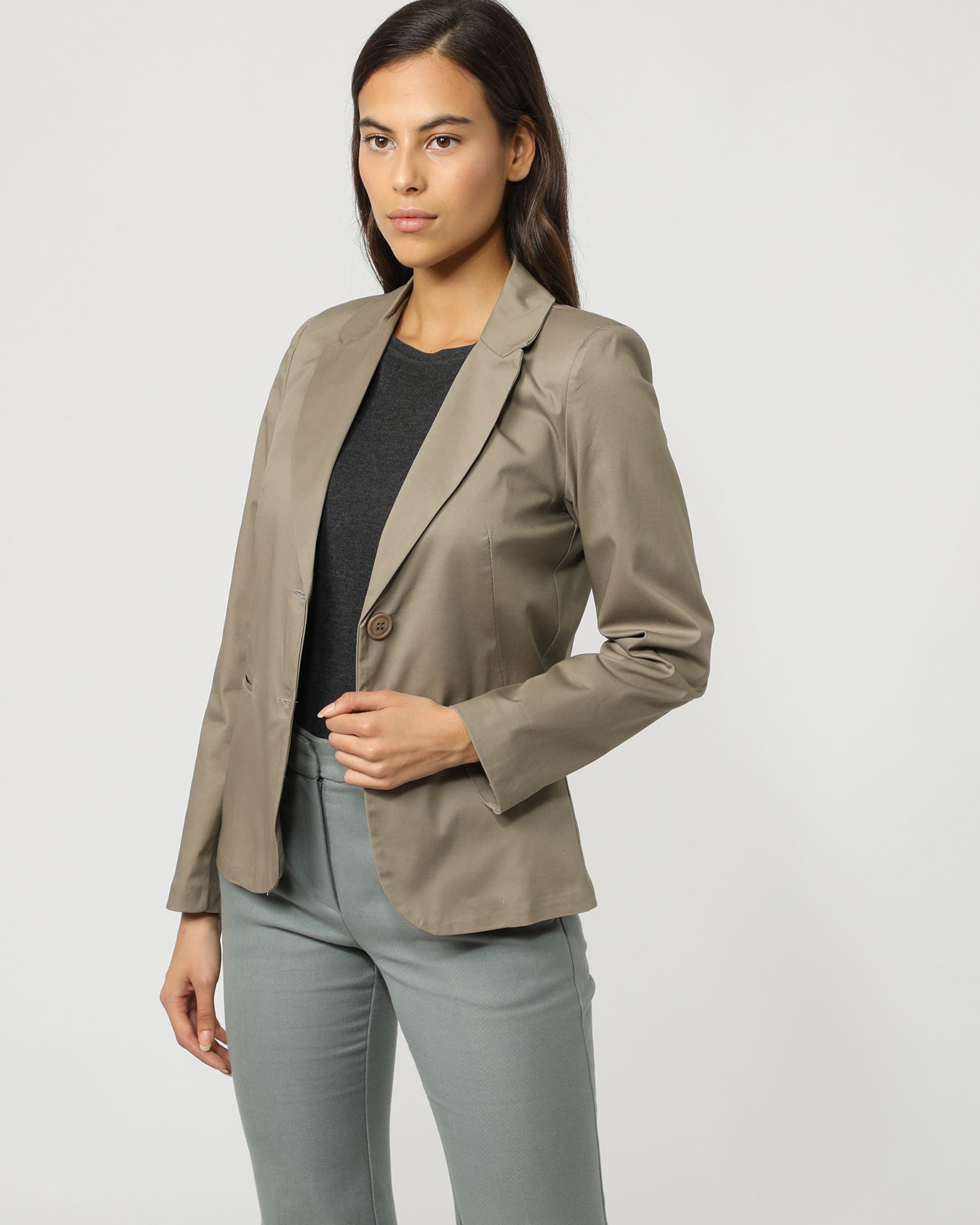 Americana mujer blazer sastre, chaqueta formal botones, elegante, forro interior, manga larga, cuello solapa, moda oficina, color beige, talla M, cómoda y versátil ✅Entrega 24/48h
