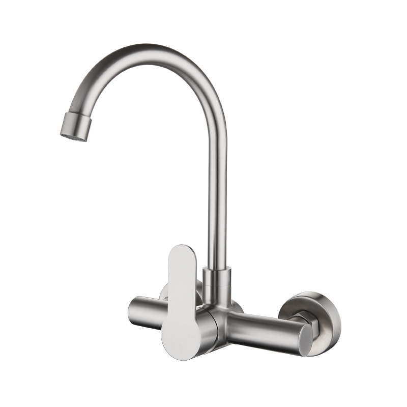 CA Grifo giratorio De Maple inoxydable para Cocina, grifería De Doble orificio para montaje en pared, frío y Caliente, para Balcón