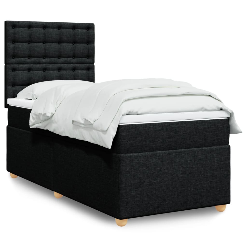 vidaXL Cama box spring con colchón tela negro 90x190 cm
