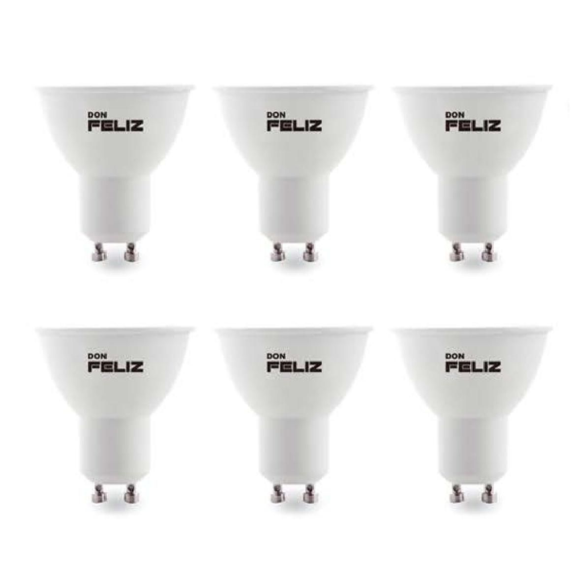 Bombilla foco Led GU10 esmerilada 3W/5W/7W, luz blanca/fria y luz amarilla/calida, 6500K y 3000k, pack de 6 uds, Don Feliz