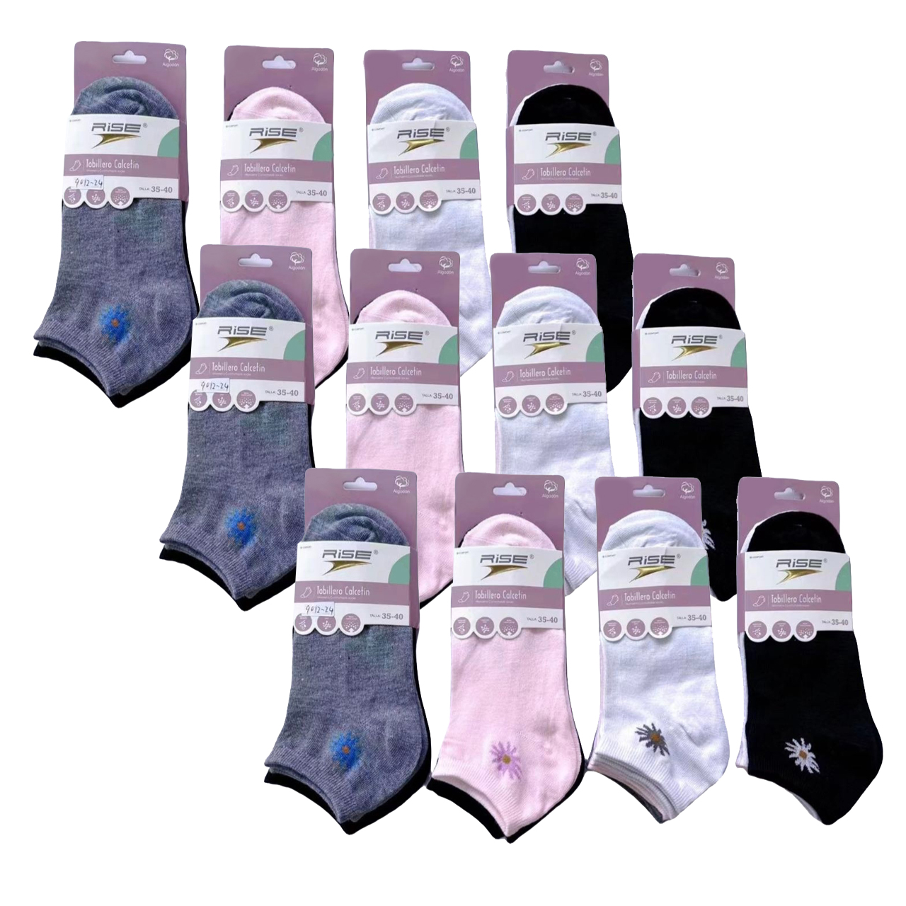 Set de 3 o 12 Calcetines 15 Estilos Diferentes De Calcetines Sneaker Cortos, Transpirables y Cómodos, para Hombre y Mujer Multicolor (Color Al Azar, No Se Puede Elegir)