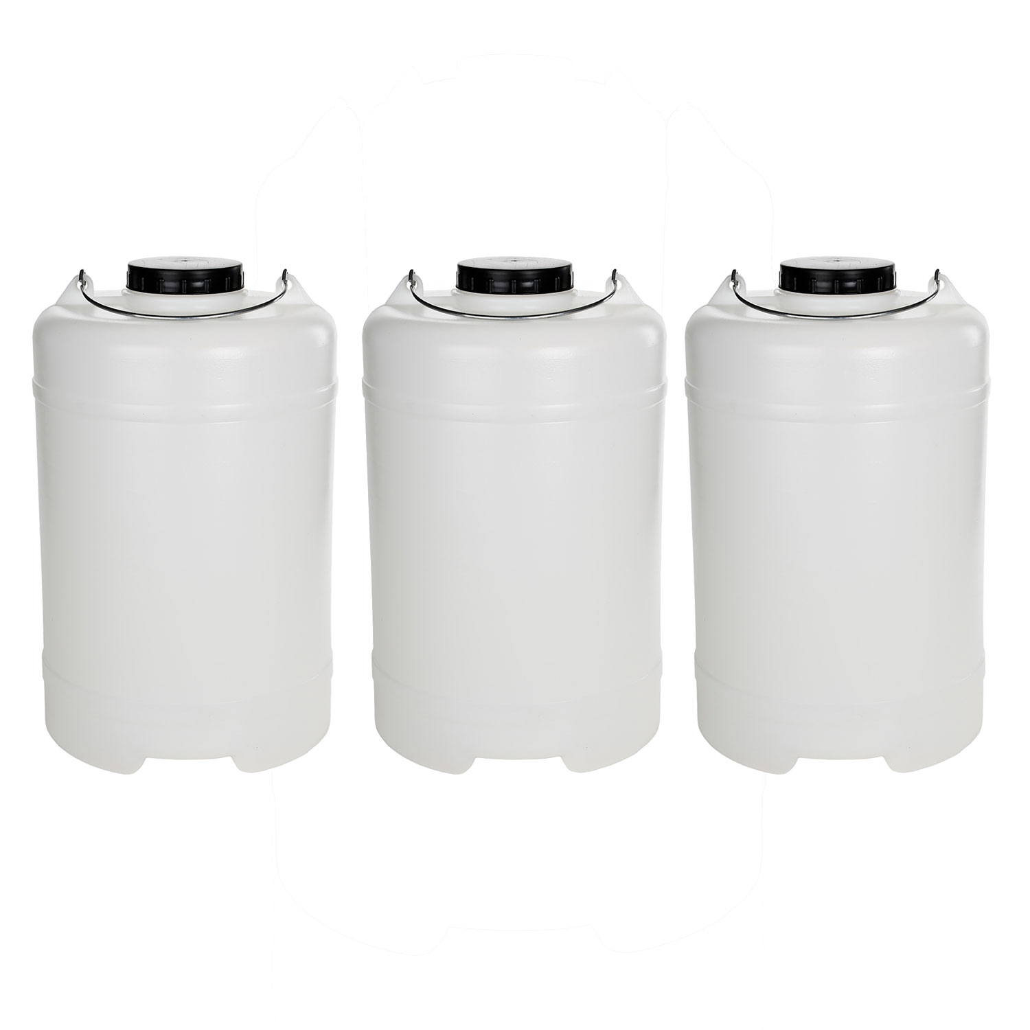 Bidones redondos de polietileno de alta densidad con asa de hierro y tapa de cierre giratorio, aptos para aceitunas, agua y líquidos industriales — pack de 3, 6 o 8 unidades, capacidad 5/10/20 L