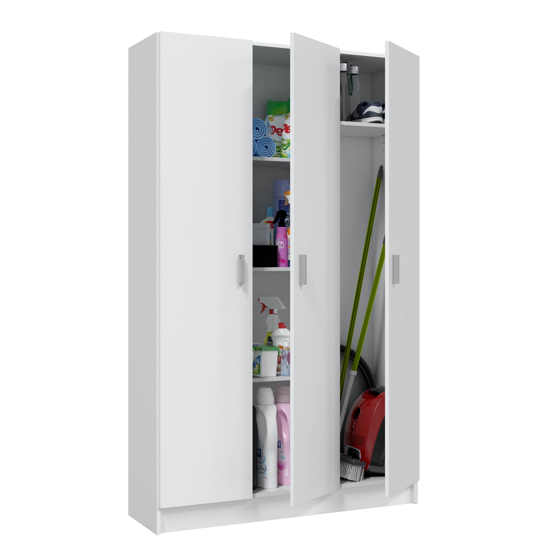 ARMARIO ESCOBERO 3 PUERTAS 180X188X37 CM BLANCO
