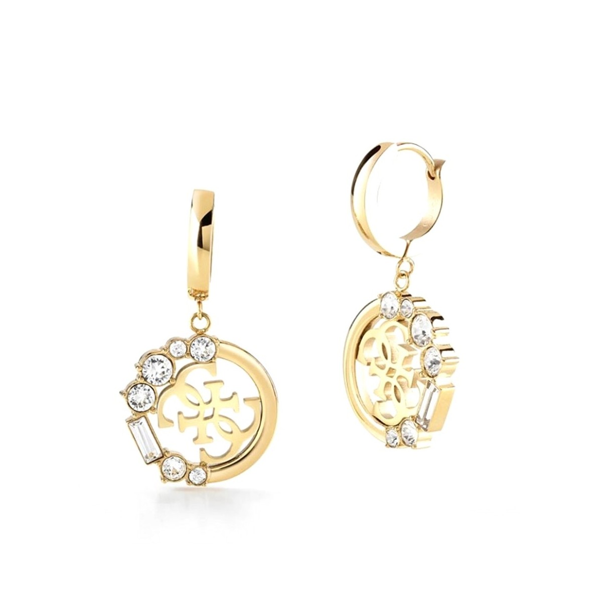 Pendientes Guess mujer Pure Light JUBE01111JWYGT-U acero inoxidable logo centro combinado pedrería