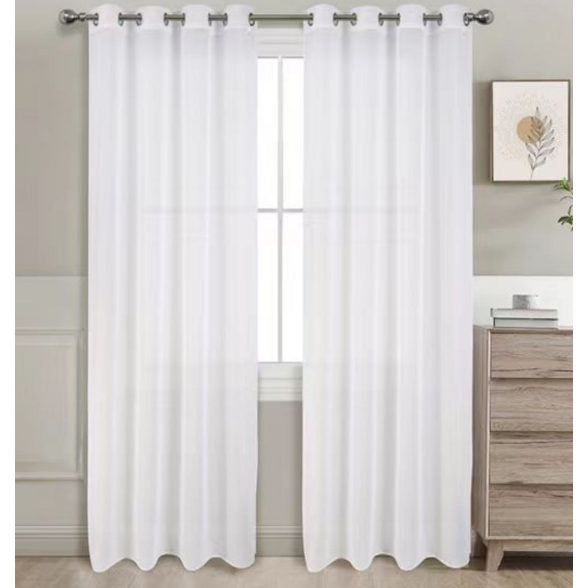 Cortina Transparente 2 Hojas Cortina Translucida de Dormitorio Moderno 8 Ojales Color Puro Visillo Decorativo para Ventana Salón Cuarto Dormitorio Comedor Cocina Oficina 140x260cm 7912