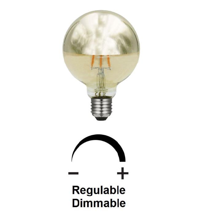 GLOBO LED 125mm FILAMENTO CUPULA ORO 6w " DIM "* CLAR