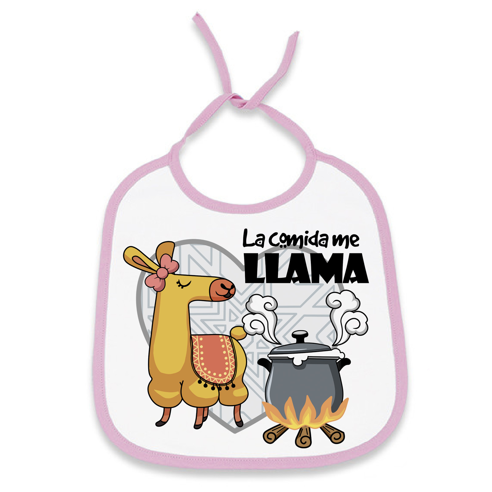 Babero la comida me llama. Regalo original personalizado para tu bebé. Medidas 24 x 29 cm.