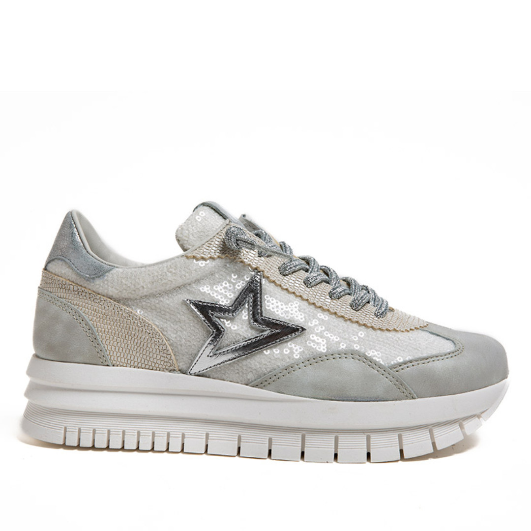 Zapatillas urban Cetti sioux bayer beige con malla plateada