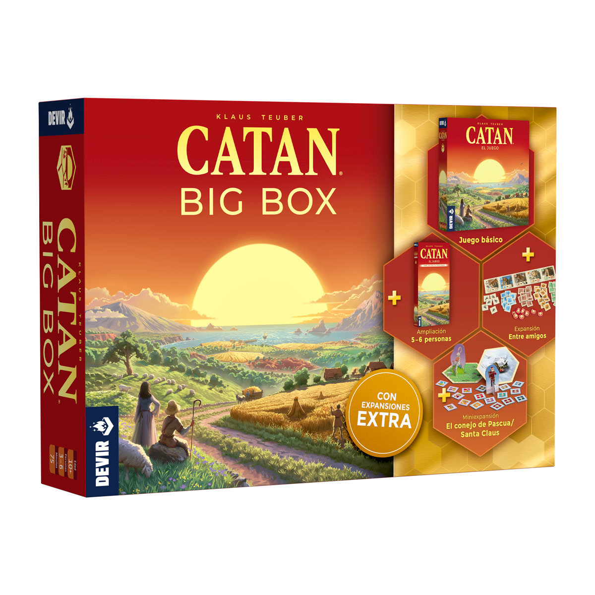 Devir - Juego De Mesa Catan Big Box - Antes Catan Plus - Nueva Edición 2025 - Ampliaciones Hasta 6 Jugadores - Producto Oficial