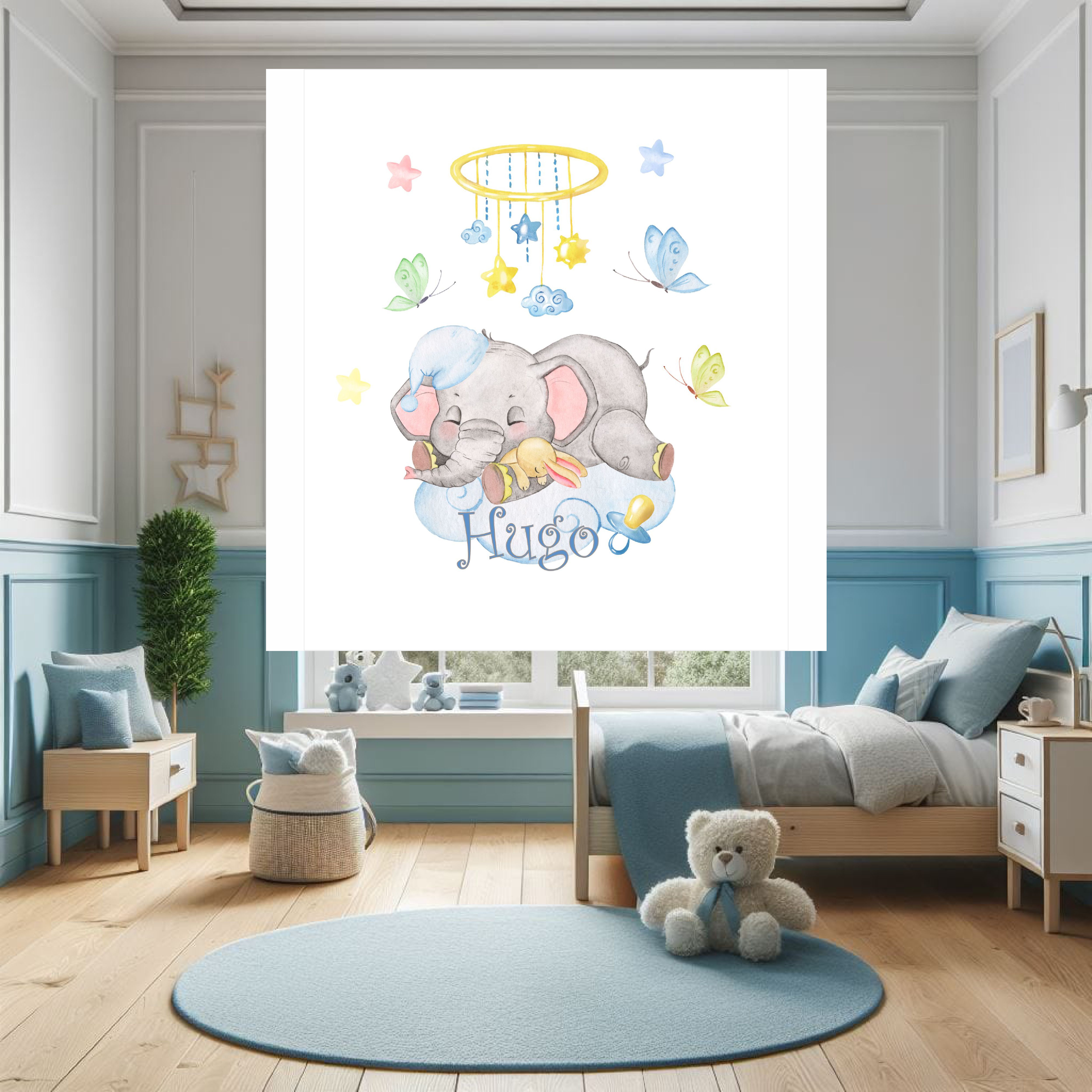 Estores Iroa-Estor Enrollable Infantil Niña Rosa con Nombre Personalizado - Diseño de Búho Bebé