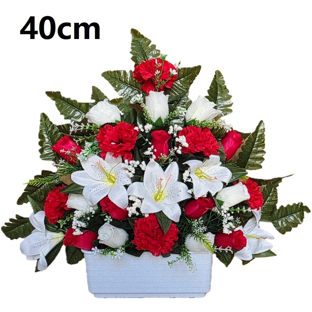 Flores artificiales para cementerio,Centro Flores para santos duraderas de tela con maceta,Gerimport,Envios desde España